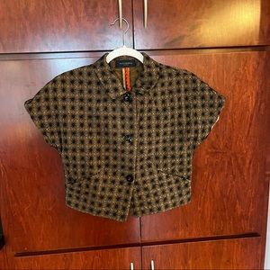 SOLD Vintage button down brown and black crop top